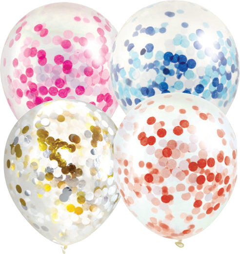 Confetti-Filled Round 30cm Helium Balloons